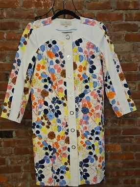 Etcetera Multi Colored Abstract Floral Jacket  with Circle Snap Detail